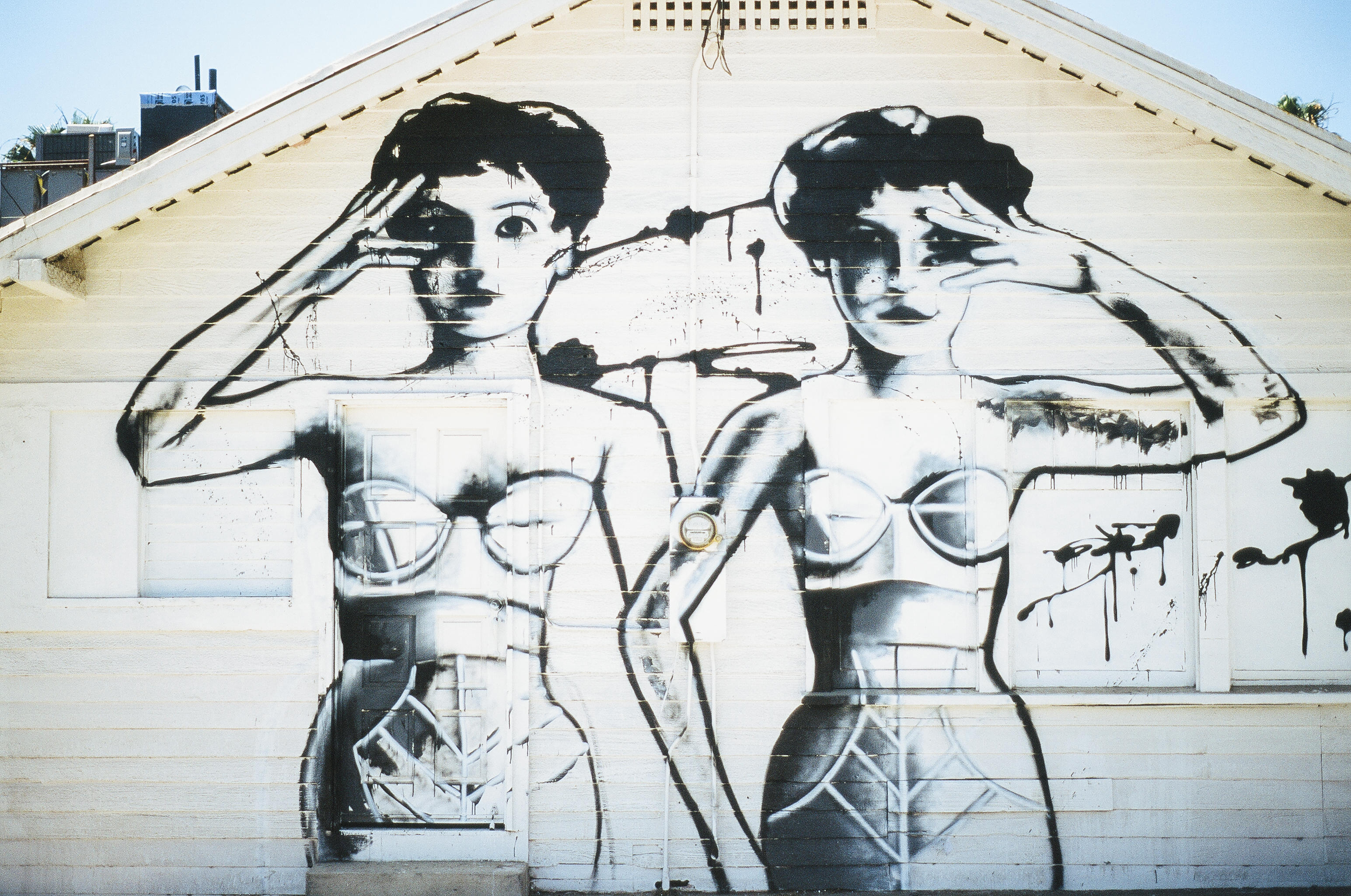 Graffiti z dwoma kobietami na budynku
